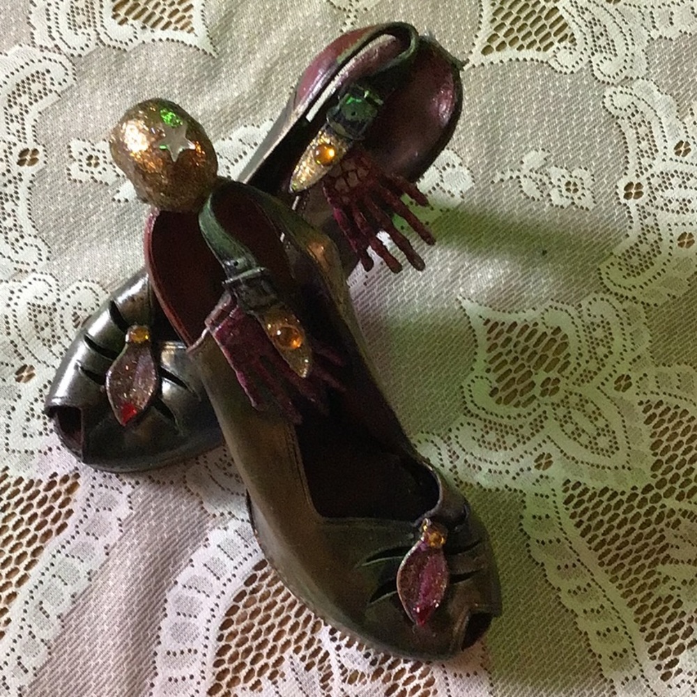 Witch shoes gothic vintage up-cycled art